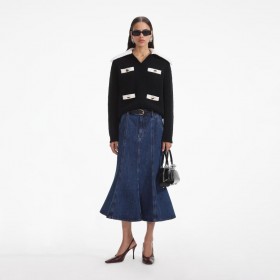 Women Black Cashmere Blend Oversized Jumper | Self Portrait Knitwear