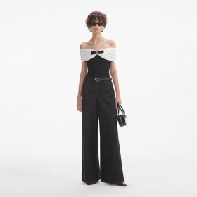 Women Black Rhinestone Jeans | Self Portrait Denim