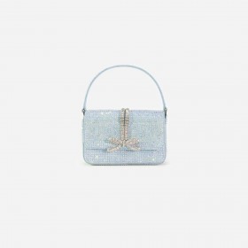 Women Blue Rhinestone Denim Micro Bag | Self Portrait Denim