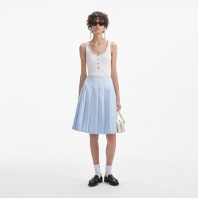 Women Blue Satin Midi Skirt | Self Portrait Bottoms