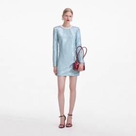 Women Blue Sequin Mini Dress | Self Portrait Dresses
