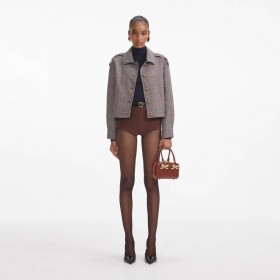 Women Brown Check Jacket | Self Portrait Co-Ords