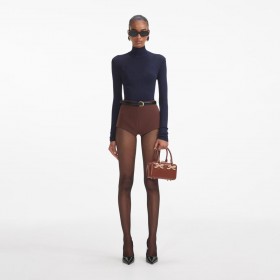 Women Brown Stretch Crepe Shorts | Self Portrait Bottoms