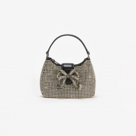 Women Champagne Diamante Crescent Bow Bag | Self Portrait Handbags