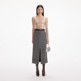 Women Champagne Sequin Top | Self Portrait Tops