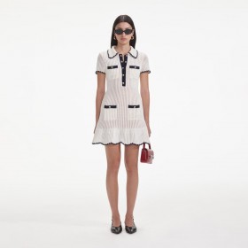 Women Cream Crochet Collared Mini Dress | Self Portrait Dresses