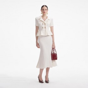 Women Cream Textured Knit Midi Dress | Self Portrait Dresses