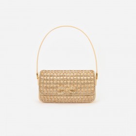 Women Gold Crystal Baguette Bag | Self Portrait Handbags