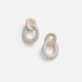 Women Gold Crystal Link Earrings | Self Portrait Jewellery