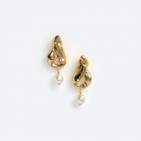 Women Gold Faux Pearl Drop Earrings | Self Portrait Jewellery