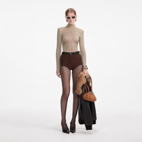 Women Gold Lurex Knit Top | Self Portrait Knitwear