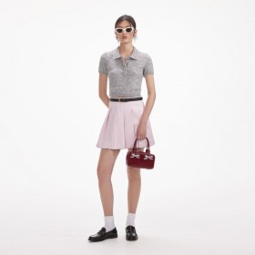 Women Grey Melange Diamante Knit Top | Self Portrait Knitwear