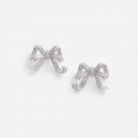 Women Pearl Crystal Bow Earrings | Self Portrait Jewellery