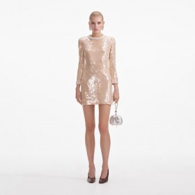 Women Pearl Trim Sequin Mini Dress | Self Portrait Dresses