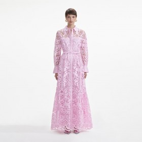Women Pink Cotton Lace Maxi Dress | Self Portrait Dresses