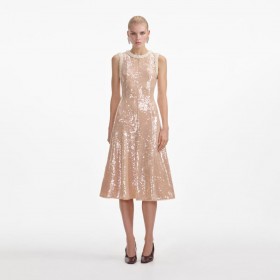 Women Sequin Pearl Trim Midi Dress | Self Portrait Dresses