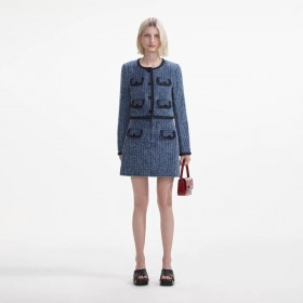 Women Textured Denim Jacket | Self Portrait Denim