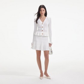 Women White Knit Peplum Mini Dress | Self Portrait Dresses