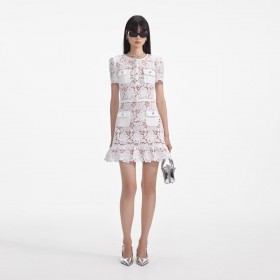 Women White Lace Mini Dress | Self Portrait Dresses