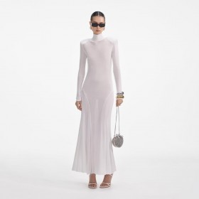 Women White Viscose Knit Maxi Dress | Self Portrait Knitwear