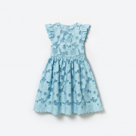  Vestido midi infantil de renda azul | Self Portrait