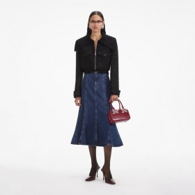  Jaqueta bomber feminina preta com detalhes em ouropel | Self Portrait Outerwear