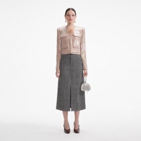 Jaqueta feminina champanhe com lantejoulas | Self Portrait Outerwear