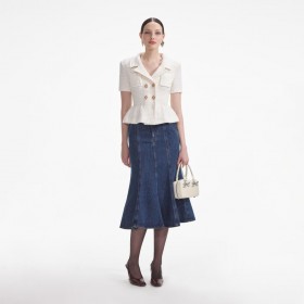 Blusa de malha texturizada creme feminina | Malhas Self Portrait