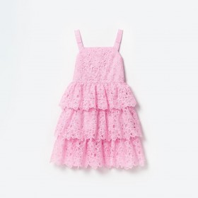  Abito midi in organza rosa e pizzo per bambini | Autoritratto