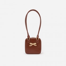  Borsa a tracolla quadrata in pelle marrone da donna | Self Portrait Handbags