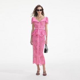  Top da donna in pizzo rosa con scollo aperto | Coordinati Self Portrait