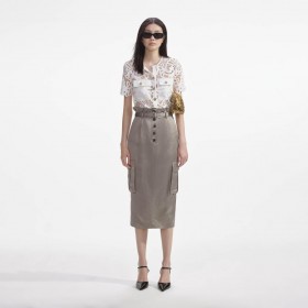  Gonna midi cargo in raso da donna | Pantaloni Self Portrait