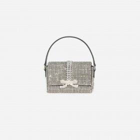  Borsa micro in maglia metallica con strass argentati da donna | Borse Self Portrait