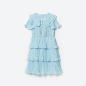  Blå chiffon midikjole for barn | Selvportrett