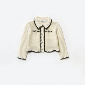 Kremfarget heklet cardigan for barn | Selvportrett