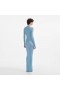 Vestido largo de punto azul con aberturas para mujer | Vestidos autorretrato