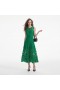 Vestido midi sin mangas de encaje verde para mujer | Vestidos autorretrato