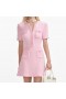  Vestido mini de punto texturizado rosa para mujer | Vestidos de autorretrato