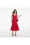  Vestido midi rojo de encaje con entramado para mujer | Vestidos de autorretrato