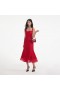  Vestido midi rojo de encaje con entramado para mujer | Vestidos de autorretrato