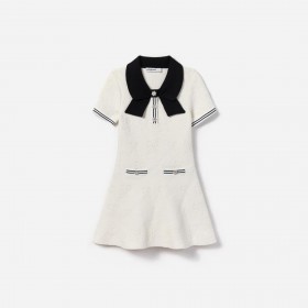  Vestido infantil de punto jacquard blanco | Autorretrato