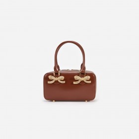  Mini bolso tote de piel marrón para mujer | Bolsos Self Portrait