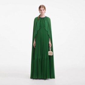  Vestido largo de gasa verde para mujer | Vestidos de autorretrato