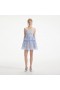  Dames Blauwe Organza Kanten Mini Jurk | Zelfportret Jurken