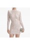 Dames champagnekleurige mesh mini-jurk met strass | Zelfportretjurken