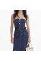 Dames denim bandeau midi-jurk | Zelfportret denim