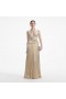  Dames goudkleurige metallic V-hals maxi-jurk | Zelfportretjurken