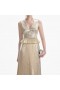  Dames goudkleurige metallic V-hals maxi-jurk | Zelfportretjurken