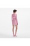 Roze mini-jurk met strass-mesh en ruches voor dames | Zelfportretjurken