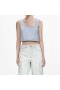  Dames vierkante denim top met strass steentjes | Zelfportret denim